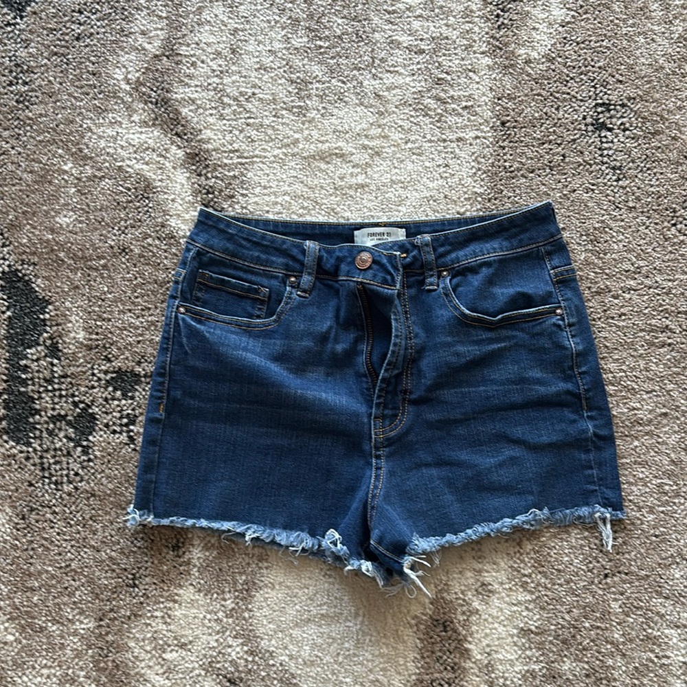 BLUE JEANS SHORTS, SIZE 27, FOREVER 21
